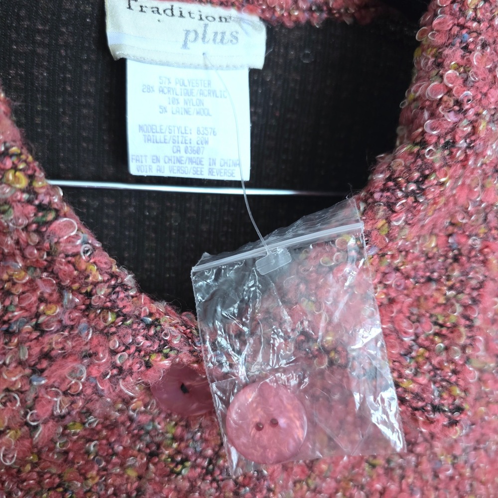 Retro Tradition Plus Speckled Pink Boucle Collared Teddy Jacket 20W - Picture 3 of 6